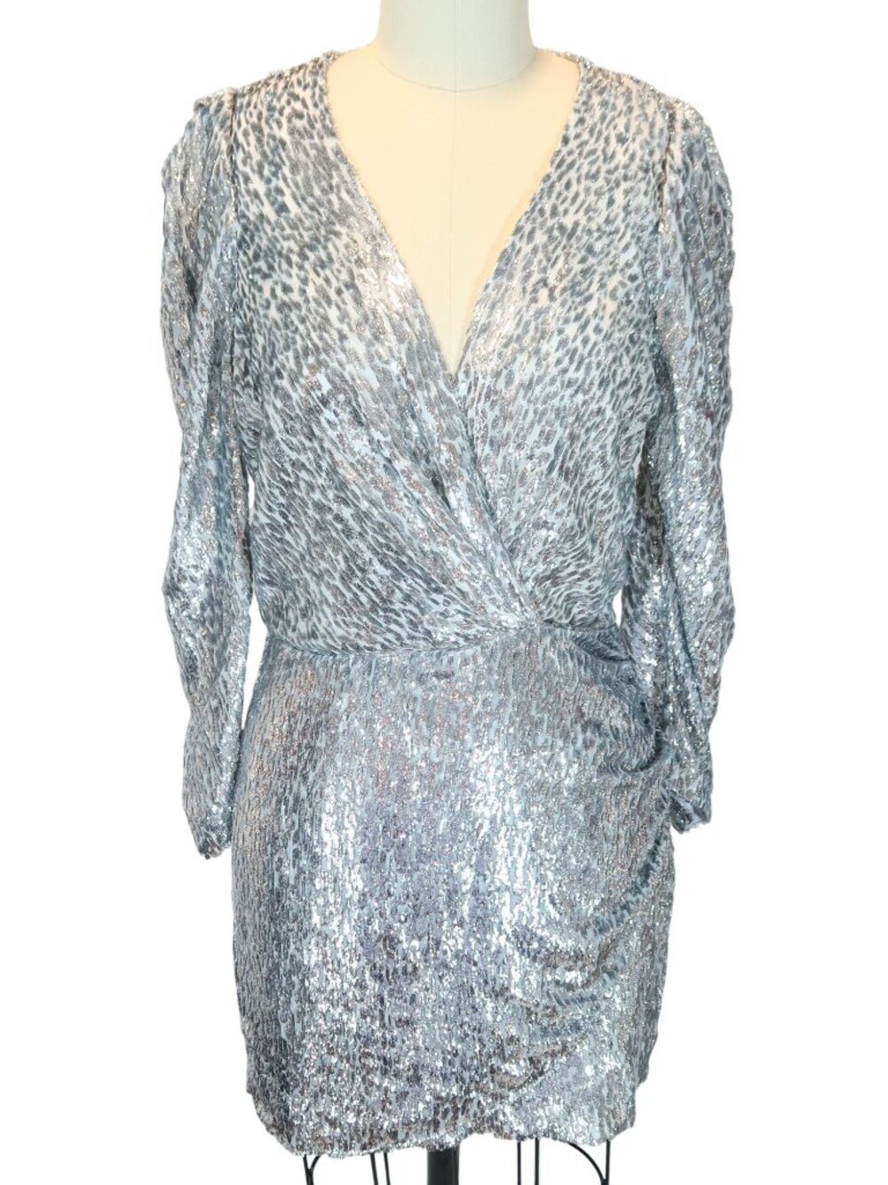 BA&SH Divina Surplice Metallic Silk Blend Dress Size S 4 NWT Event Party Formal